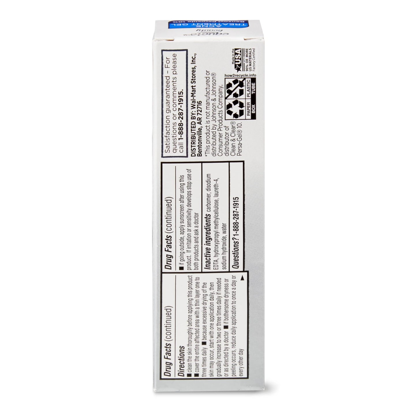 Equate 2-Pack 10% Benzoyl Peroxide Acne Gel | Fast Acting, Dermatologist Tested - Create and Bundle