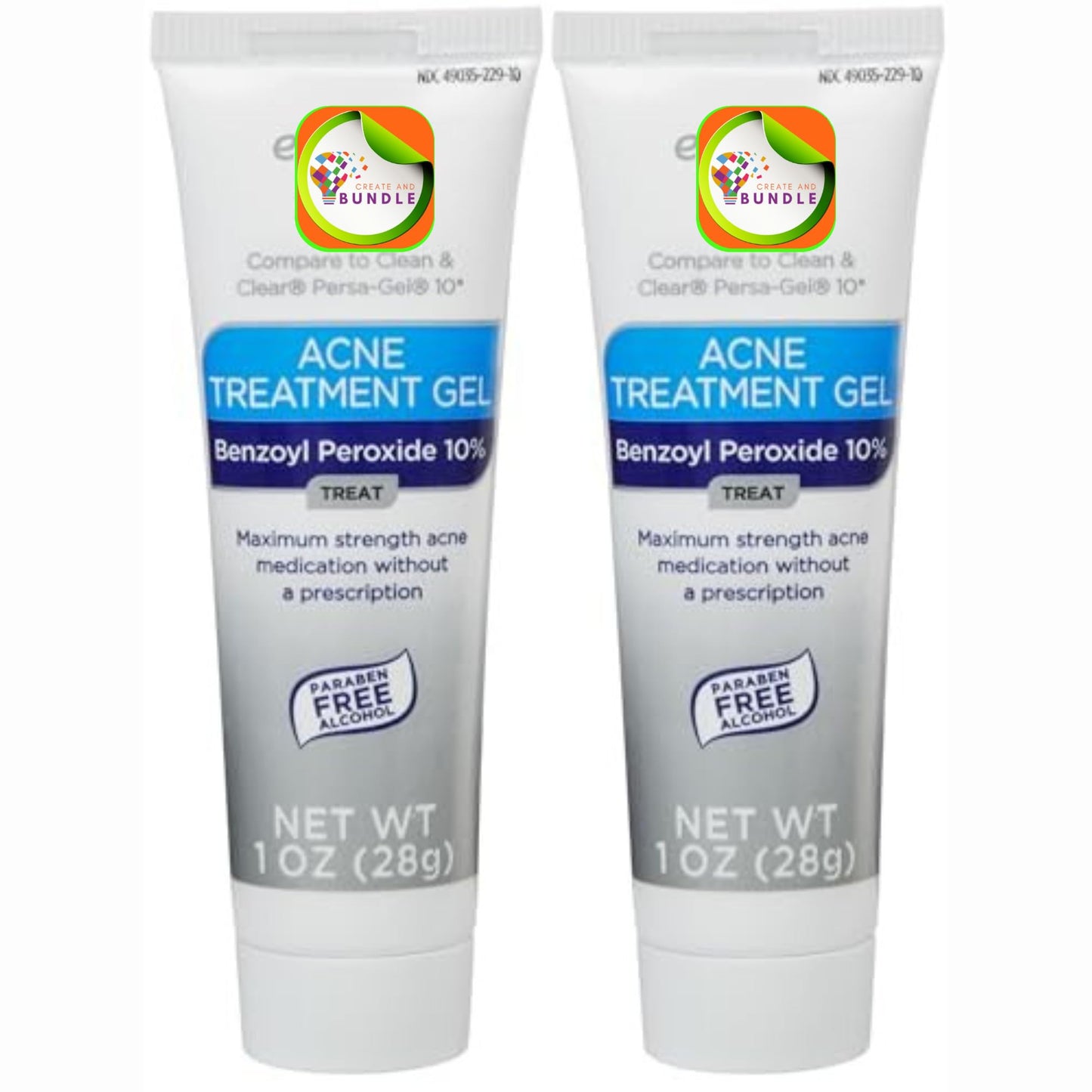 Equate 2-Pack 10% Benzoyl Peroxide Acne Gel | Fast Acting, Dermatologist Tested - Create and Bundle
