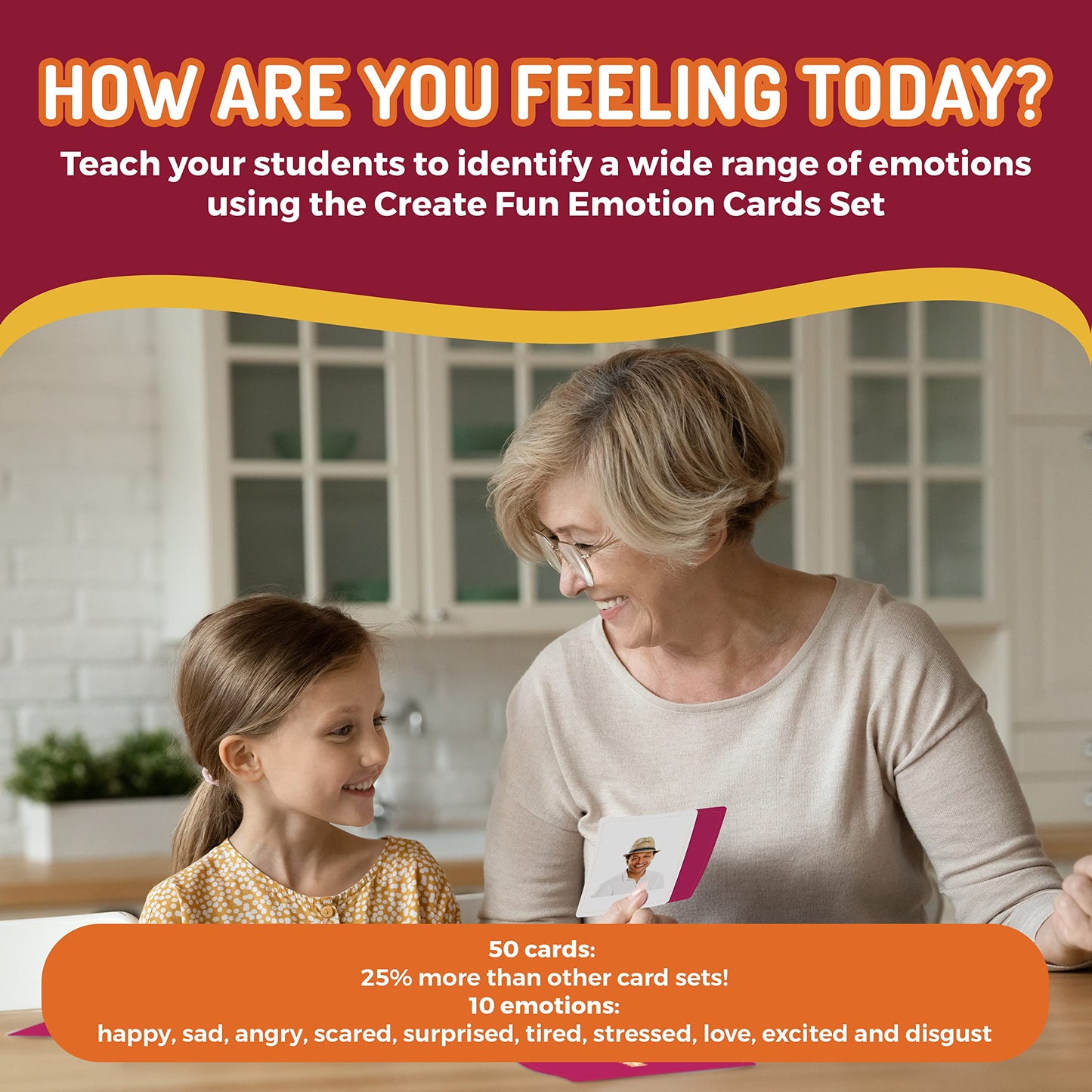 CreateFun 50 Emotions Flash Cards Vol. 1 – Emotion Learning Cards for All Ages