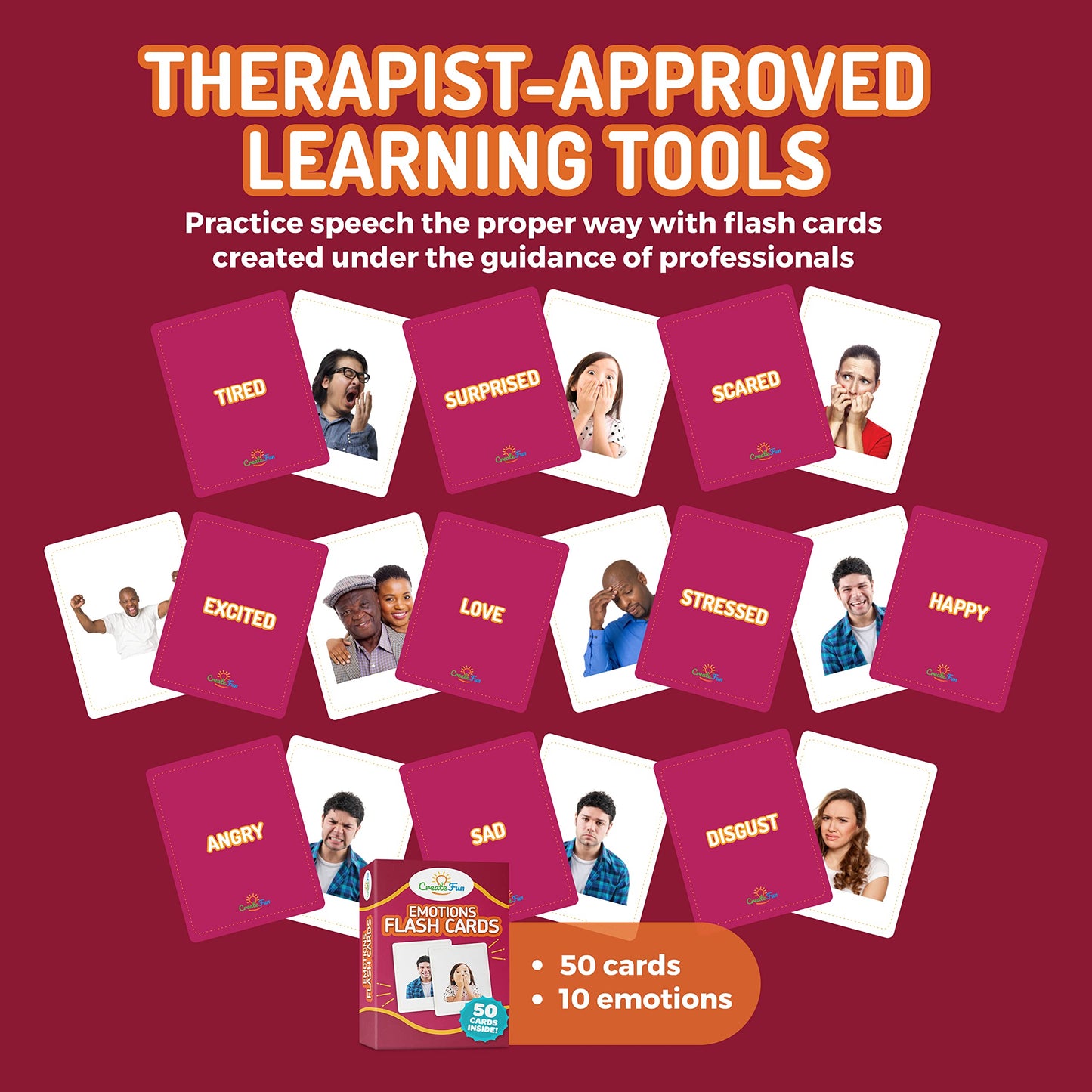 CreateFun 50 Emotions Flash Cards Vol. 1 – Emotion Learning Cards for All Ages