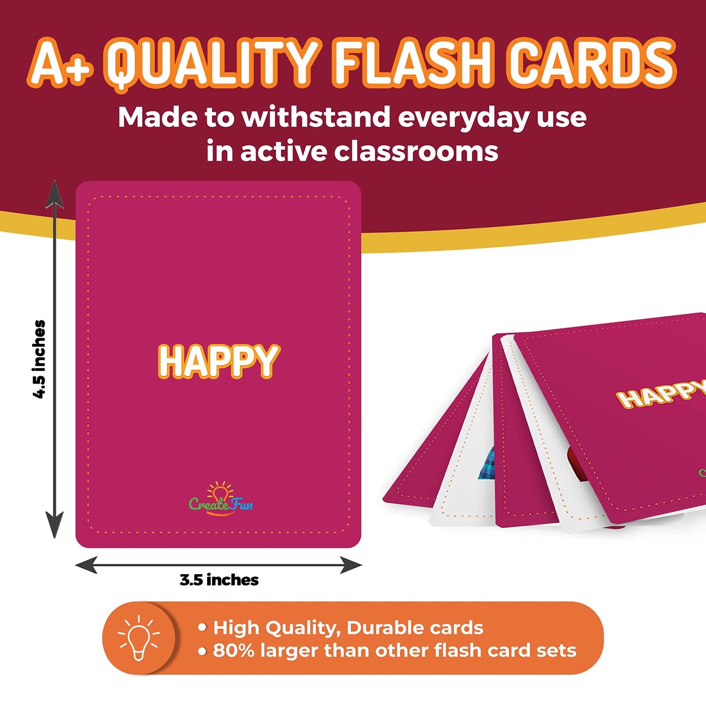 CreateFun 50 Emotions Flash Cards Vol. 1 – Emotion Learning Cards for All Ages