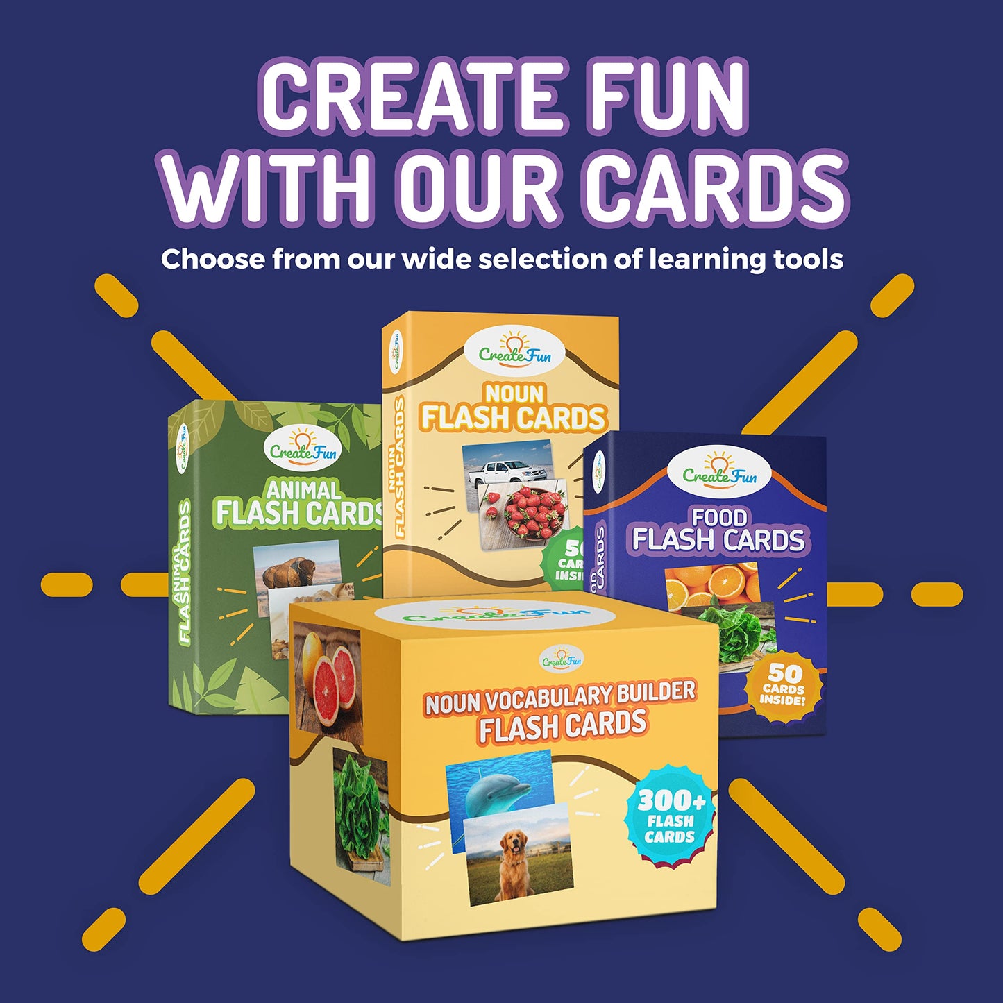 CreateFun 50 Food Double-Sided Flash Cards – Nutritious Fruits, Vegetables & Snacks