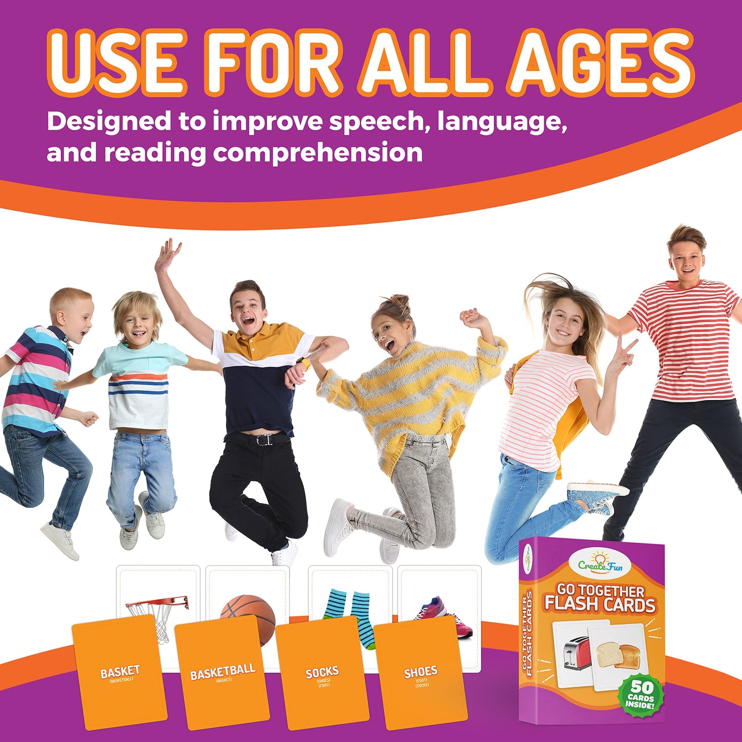 CreateFun Go Together Flash Cards – 50 Realistic Matching Cards for Speech Therapy, ESL & Dementia
