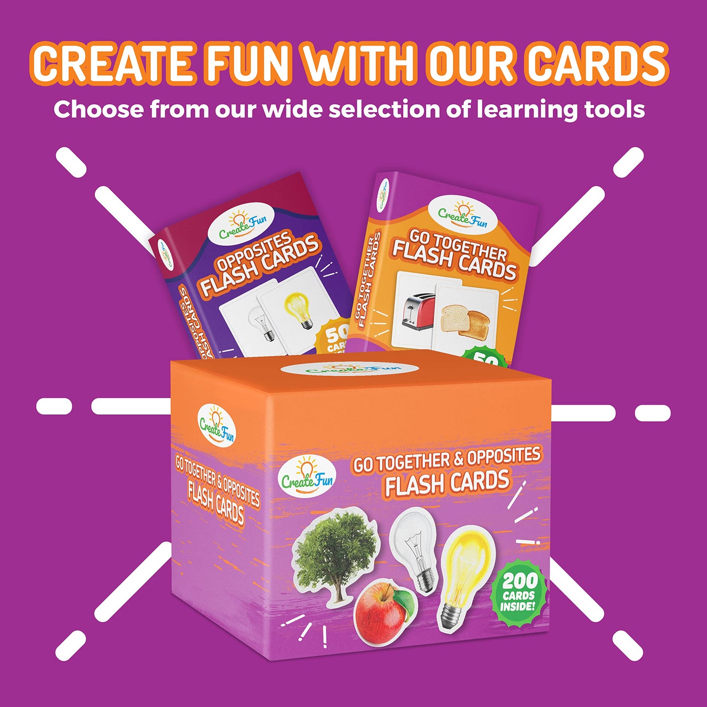 CreateFun Go Together Flash Cards – 50 Realistic Matching Cards for Speech Therapy, ESL & Dementia