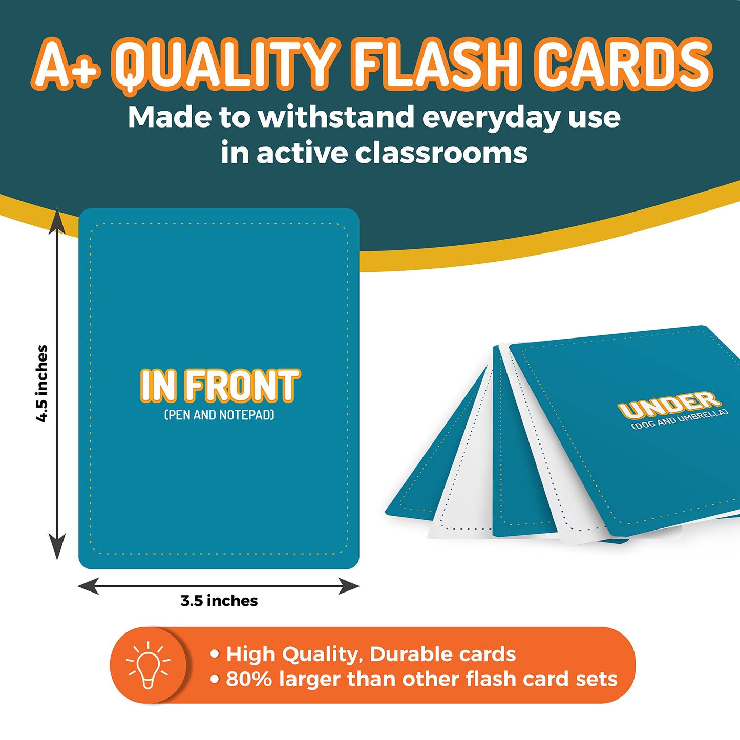 CreateFun 49 Preposition Vocabulary Builder Flash Cards Vol 1 | 7 Picture Cards + 5 Sequencing Games