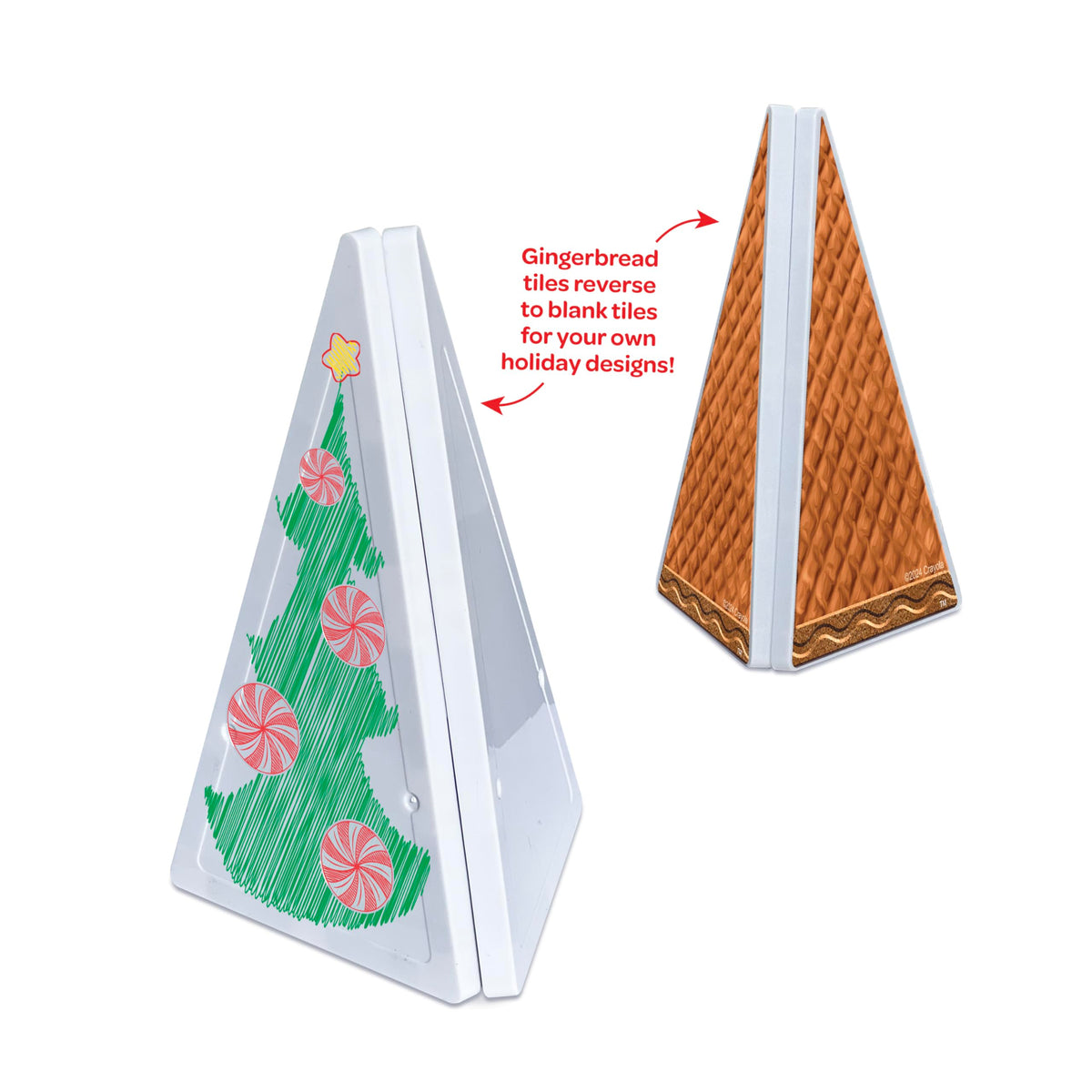 CreateOn Crayola Gingerbread House Magnetic Tiles – 24pc STEM Holiday Building Set for Kids 3+