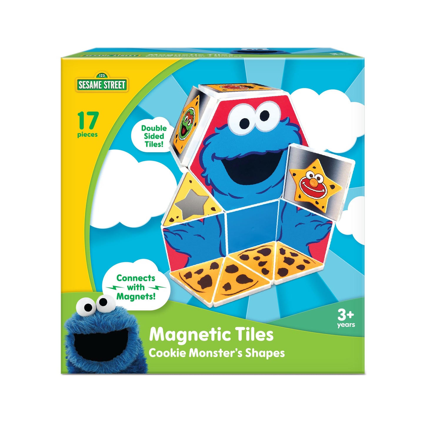 CreateOn Cookie Monster Shapes Magnetic Playset – 17-Piece STEM & Montessori Toys