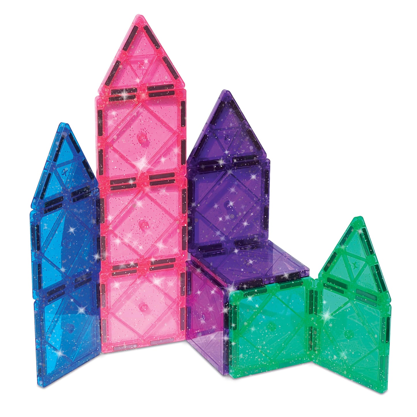 CreateOn Crayola Magnetic Tiles Glitter 14-Piece Set – STEM & Montessori Blocks for Travel & Classroom