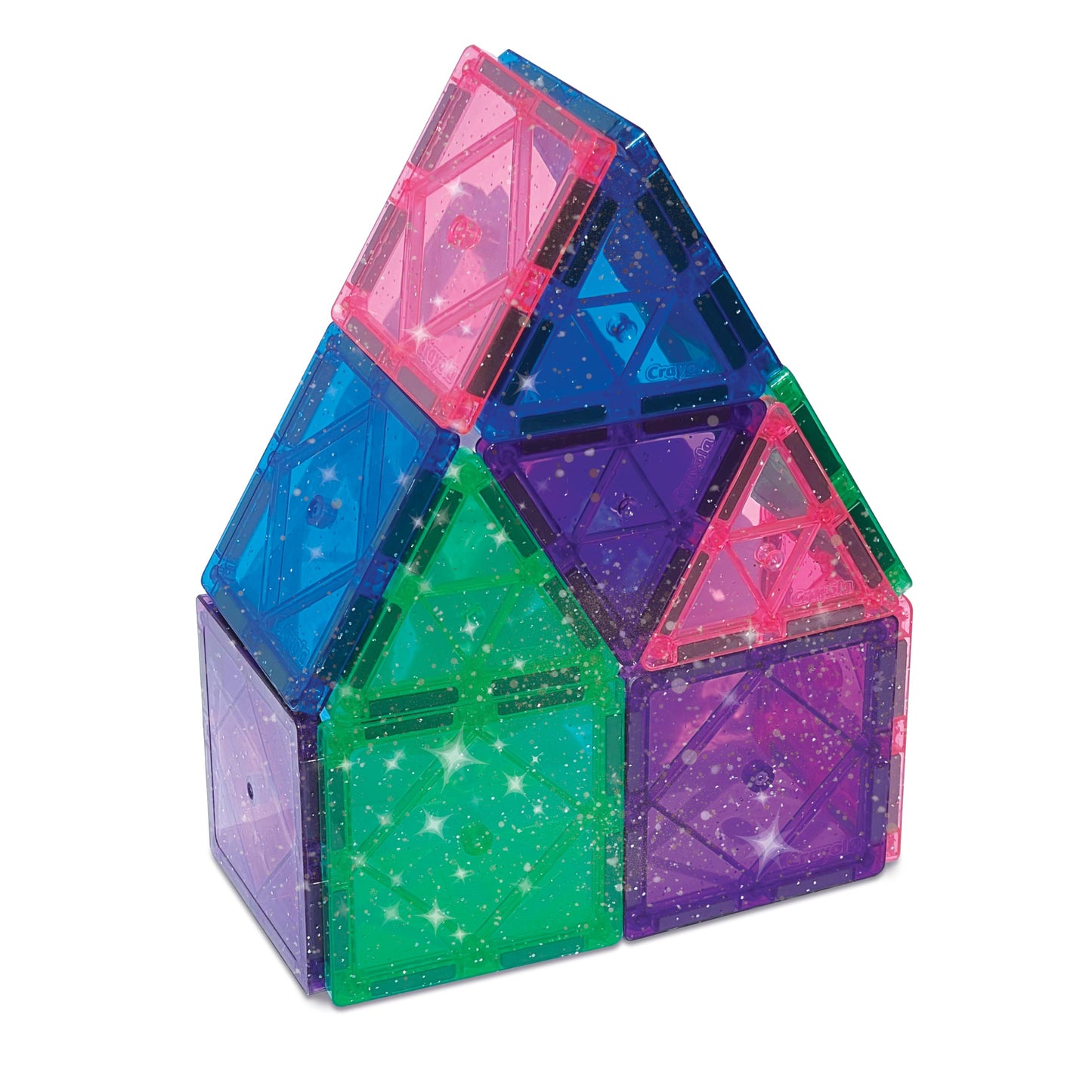 CreateOn Crayola Magnetic Tiles Glitter 14-Piece Set – STEM & Montessori Blocks for Travel & Classroom