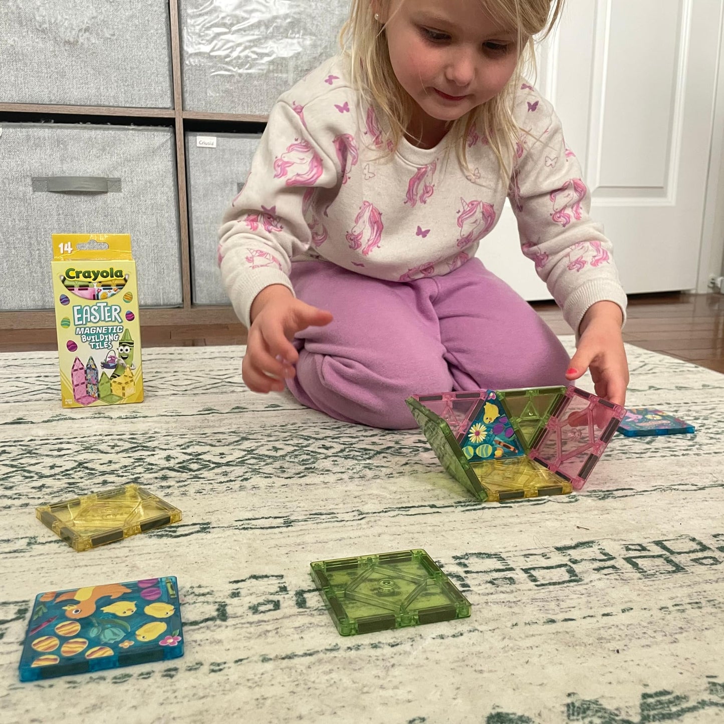 CreateOn Crayola Easter Magnetic Tile Set – 14-Piece STEM & Montessori Toys for Kids 3+