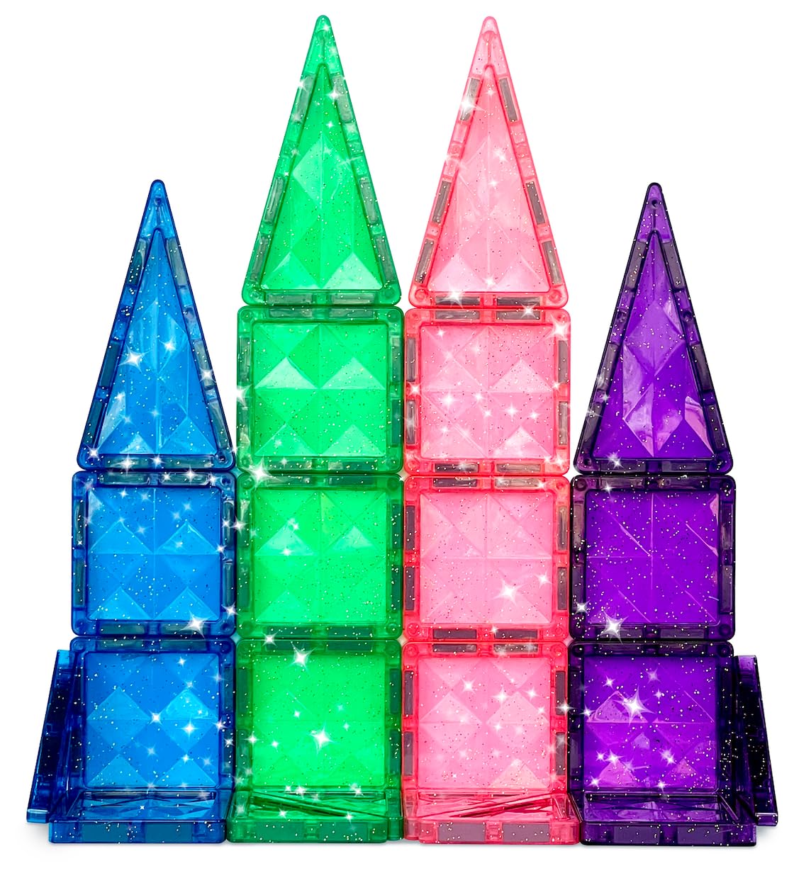 CreateOn Crayola Mini Magnetic PIP-Tiles – 24-Piece Glitter Magnetic Tiles for STEM Travel (Ages 3+)