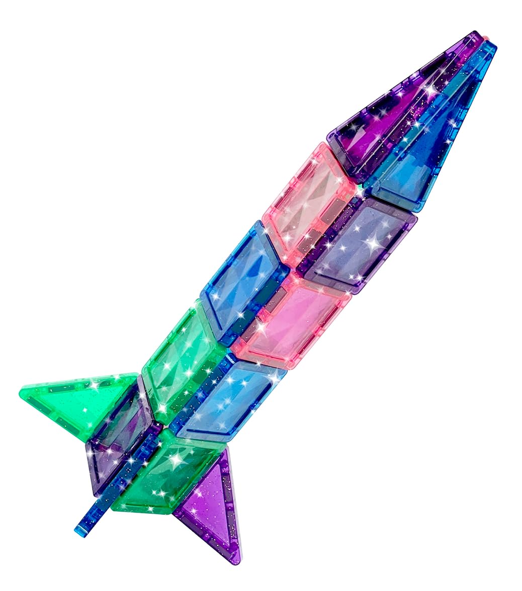 CreateOn Crayola Mini Magnetic PIP-Tiles – 24-Piece Glitter Magnetic Tiles for STEM Travel (Ages 3+)