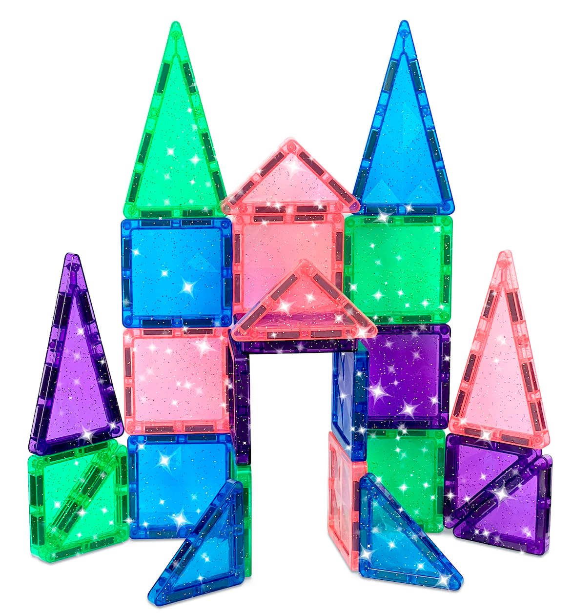 CreateOn Crayola Mini Magnetic PIP-Tiles – 24-Piece Glitter Magnetic Tiles for STEM Travel (Ages 3+)