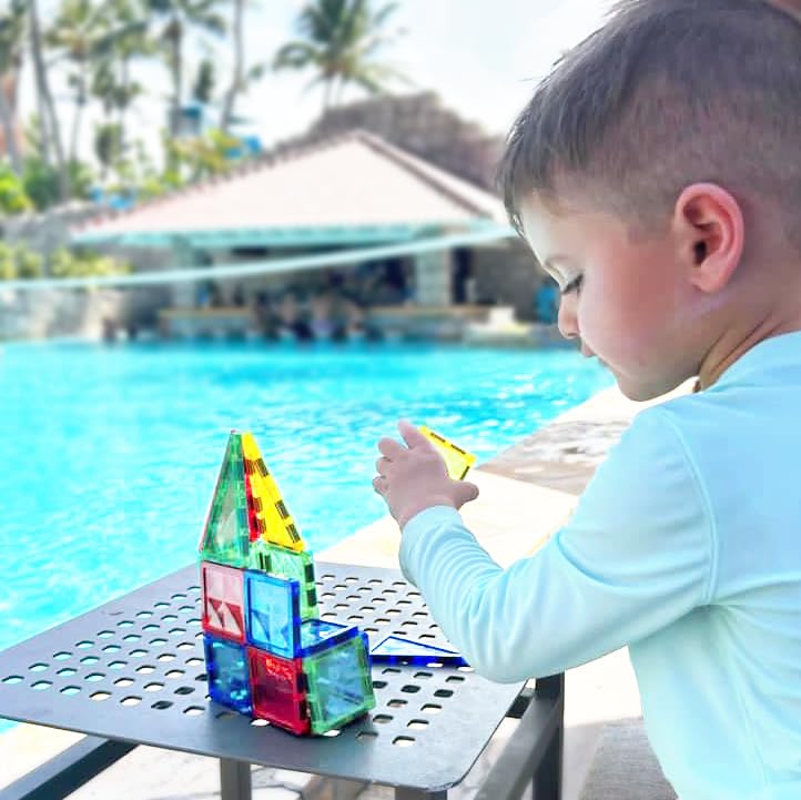 CreateOn Crayola Mini Magnetic PIP-Tiles – 42-Piece Building Set for Kids, Travel STEM Toy