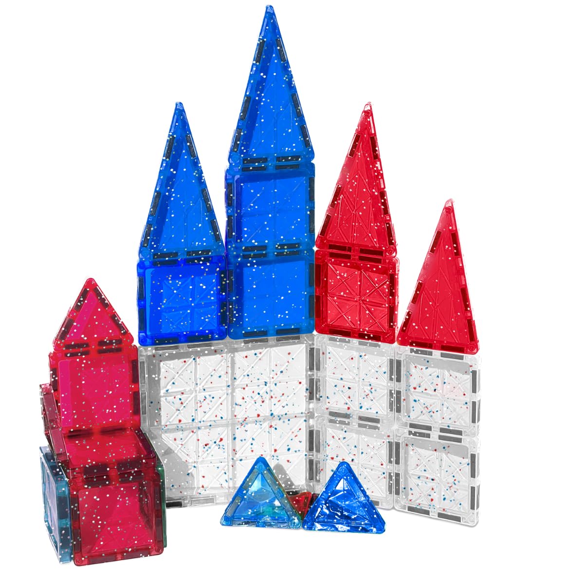 CreateOn Crayola Red, White & Blue Glitter PIP Magnetic Tiles - 27-Piece Set