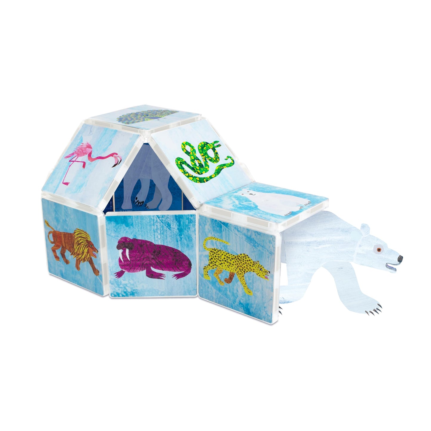 CreateOn Eric Carle Polar Bear Magnetic Tiles — 24-Piece STEM Building Set for Kids Ages 3+
