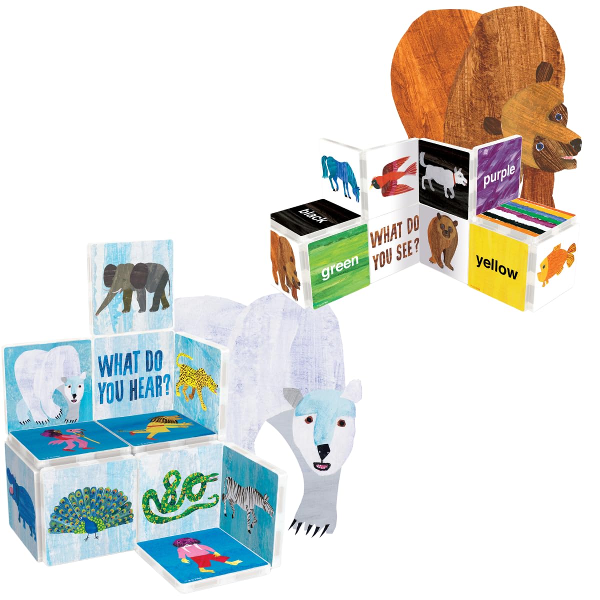CreateOn Eric Carle Brown Bear & Polar Bear Magnetic Tiles – 24-Piece STEM Building Set for Kids 3+