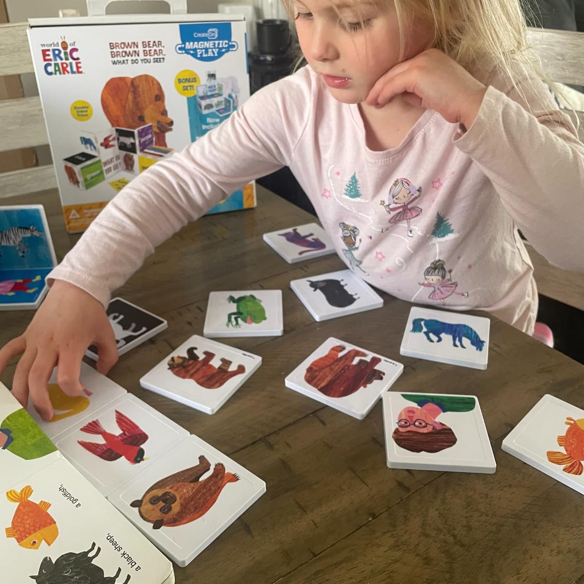 CreateOn Eric Carle Brown Bear & Polar Bear Magnetic Tiles – 24-Piece STEM Building Set for Kids 3+