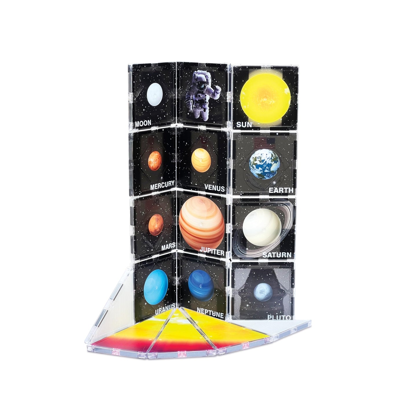 CreateOn NASA Rocketship Magnetic Tile Set | 18-Piece STEM Building Toys for Kids 3+