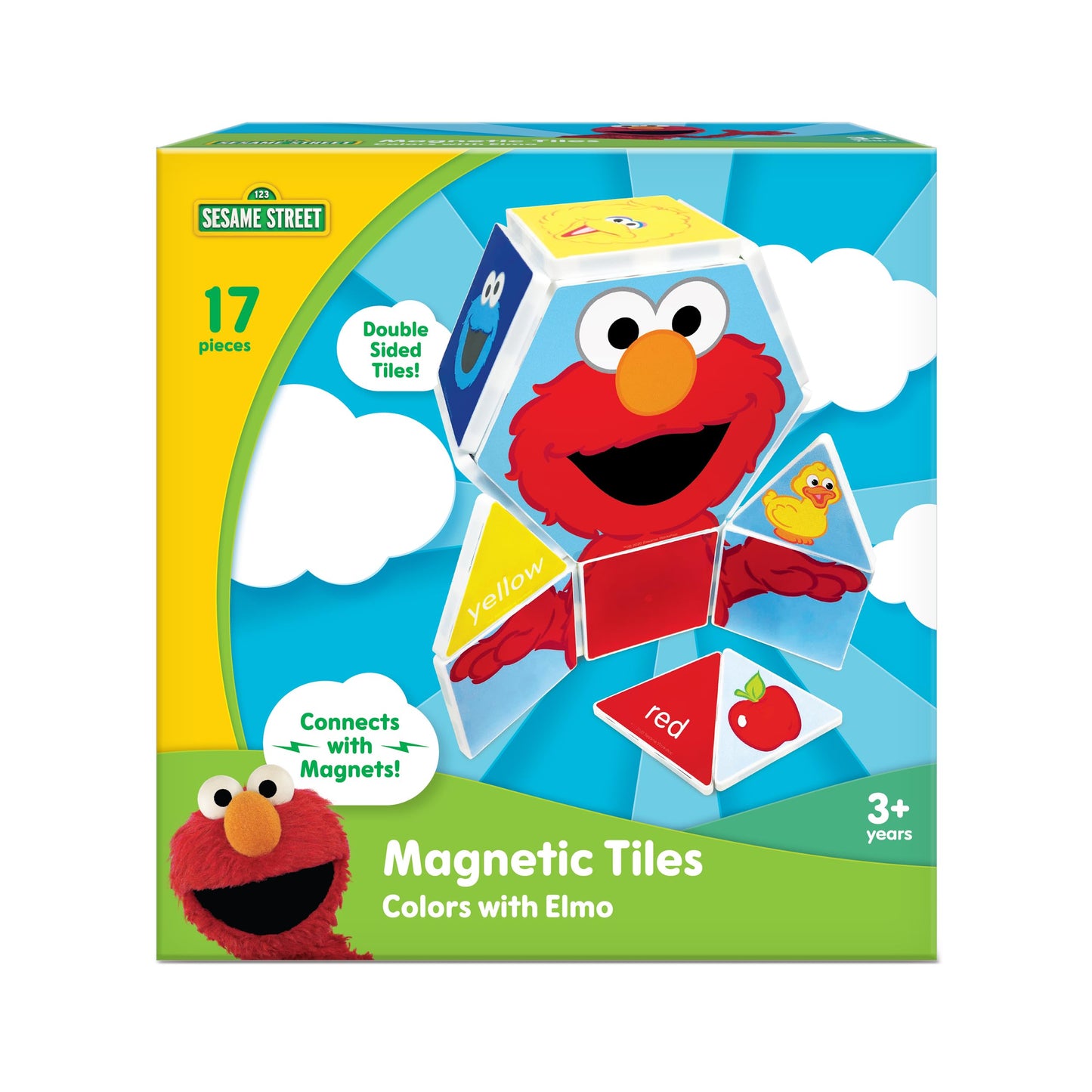 CreateOn Sesame Street Magnetic Tiles – Elmo & Friends, 17 Pieces, Ages 3+