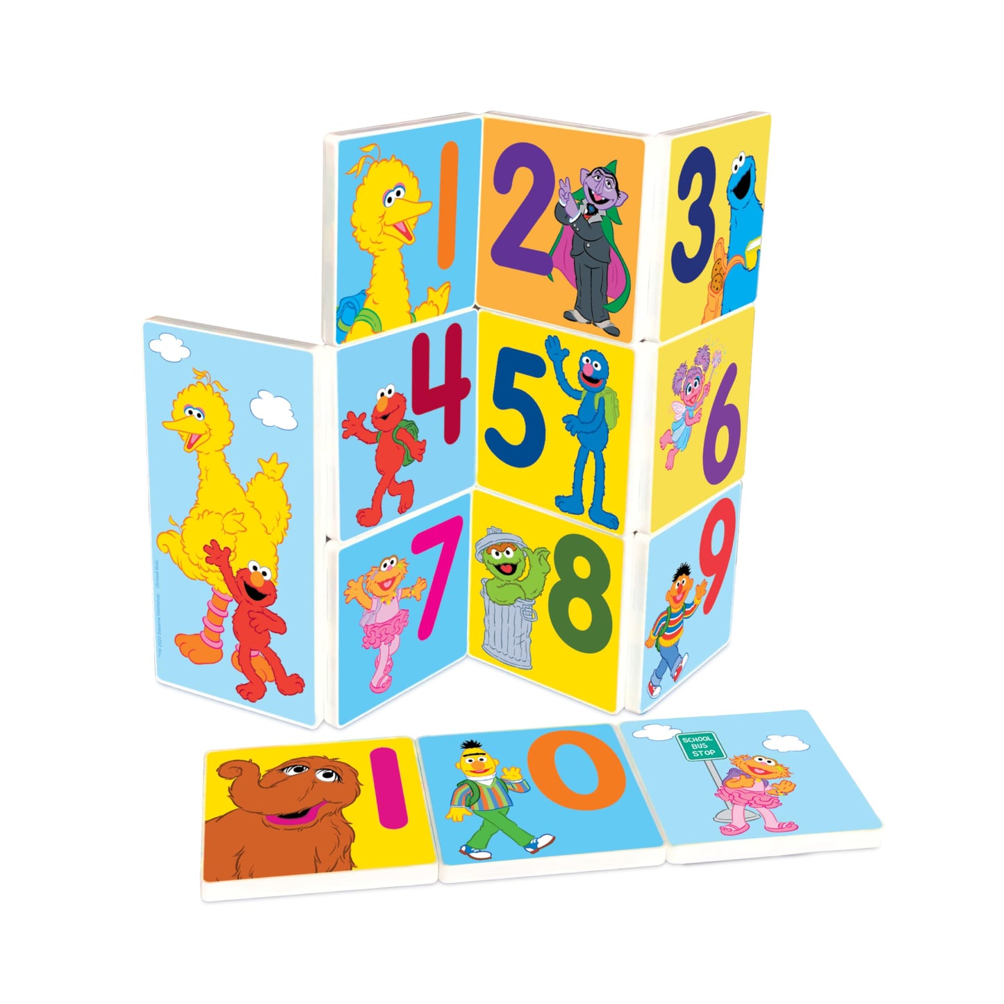 CreateOn Sesame Street School Bus Magnetic Tiles – 14-Piece Educational Toy for Ages 3+
