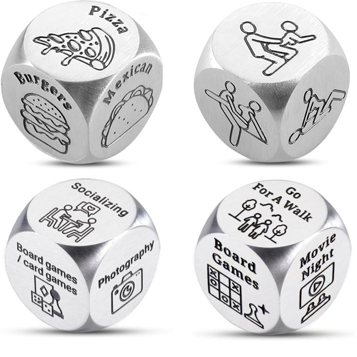 Createreedo 4Pcs Valentines Day Date Night Decision Dice – Fun Gift for Him & Her