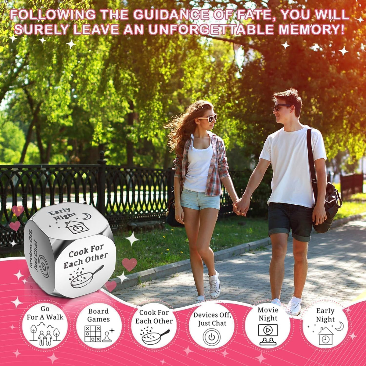 Createreedo 4Pcs Valentines Day Date Night Decision Dice – Fun Gift for Him & Her