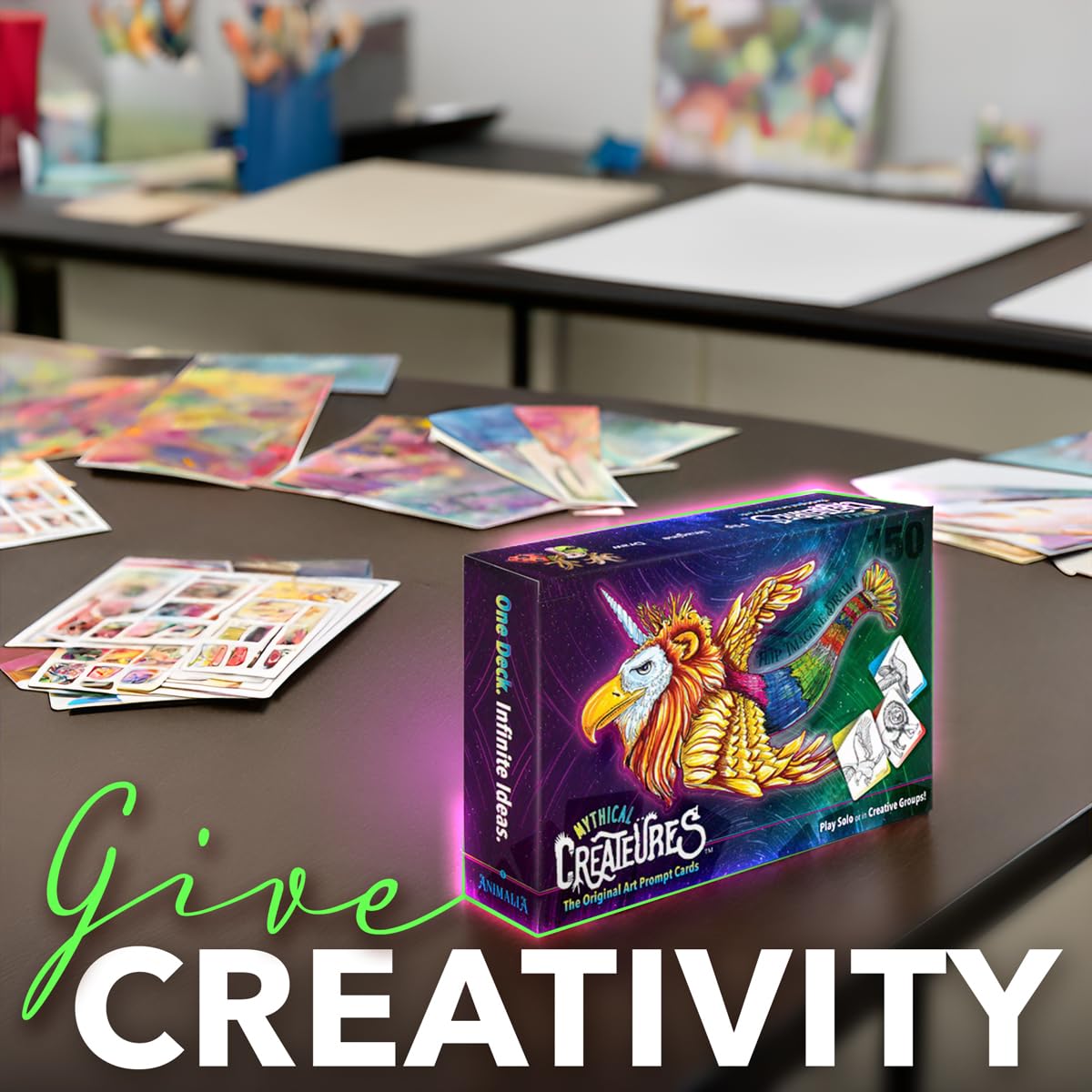 Createures Mythical Creatures Art Prompts Card Game — 150 Drawing Prompt Cards for Artists, Families and Classrooms