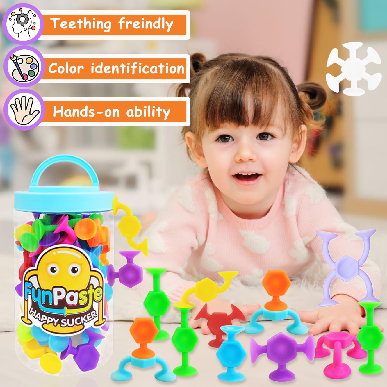 CreateView Suction Cup Bath Toys – 48pc Travel Family Game for Kids 3-8