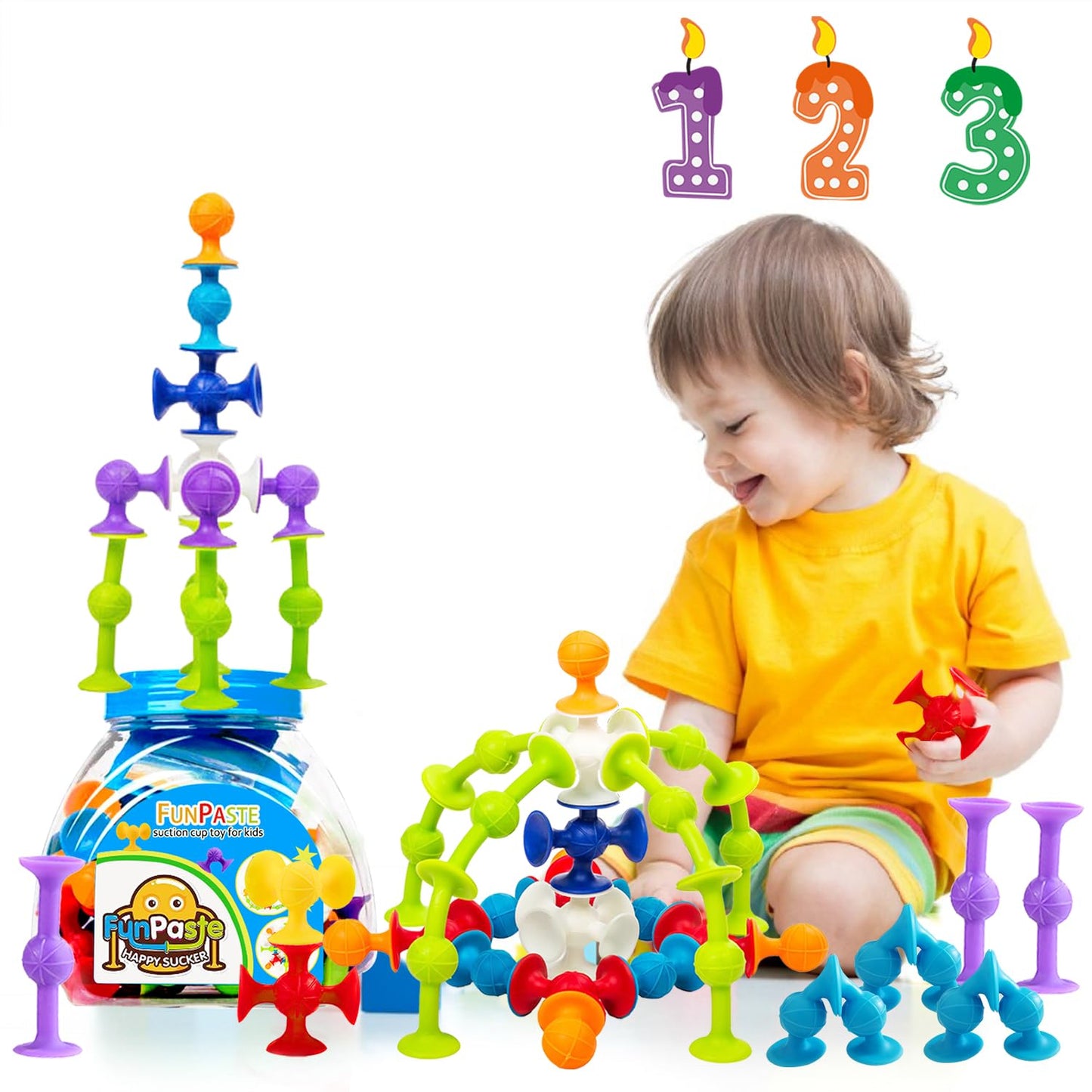 CreateView Suction Bath Toys for Baby – 47-Piece Starter Set, BPA Free & No-Hole Design
