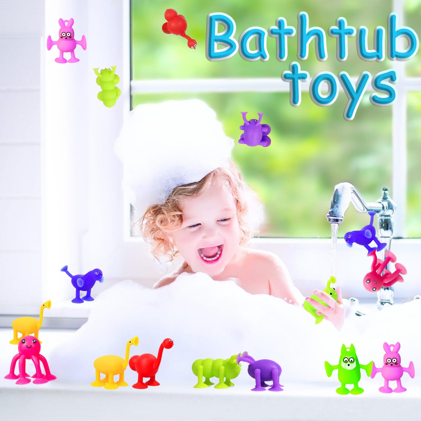 CreateView Toddler Suction Cup Bath Toys — 40-Pack Animals for Ages 1-8