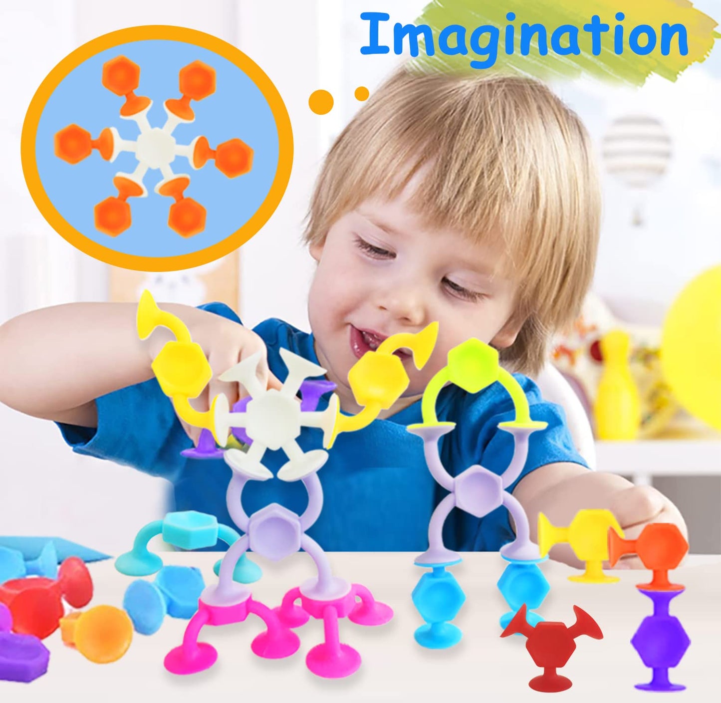 CreateView Suction Cup Bath Toys – 48pc Travel Family Game for Kids 3-8