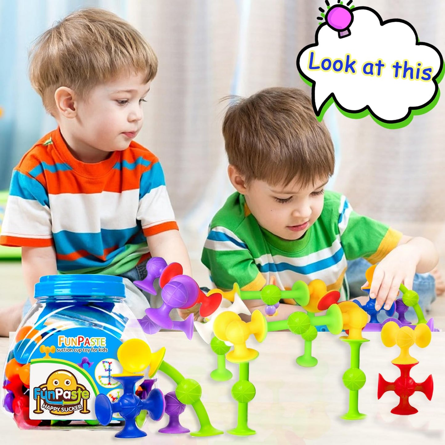 CreateView Suction Bath Toys for Baby – 47-Piece Starter Set, BPA Free & No-Hole Design