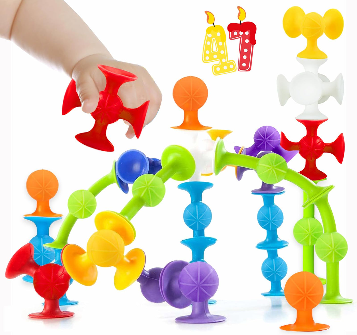 CreateView Suction Bath Toys for Baby – 47-Piece Starter Set, BPA Free & No-Hole Design