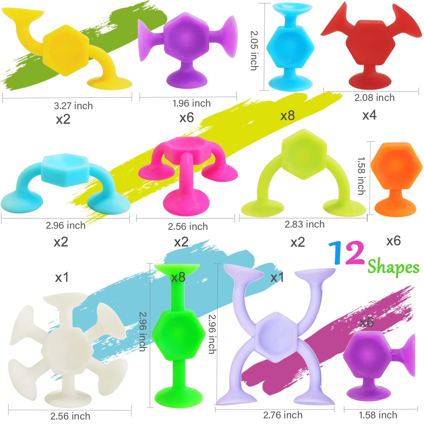 CreateView Suction Cup Bath Toys – 48pc Travel Family Game for Kids 3-8