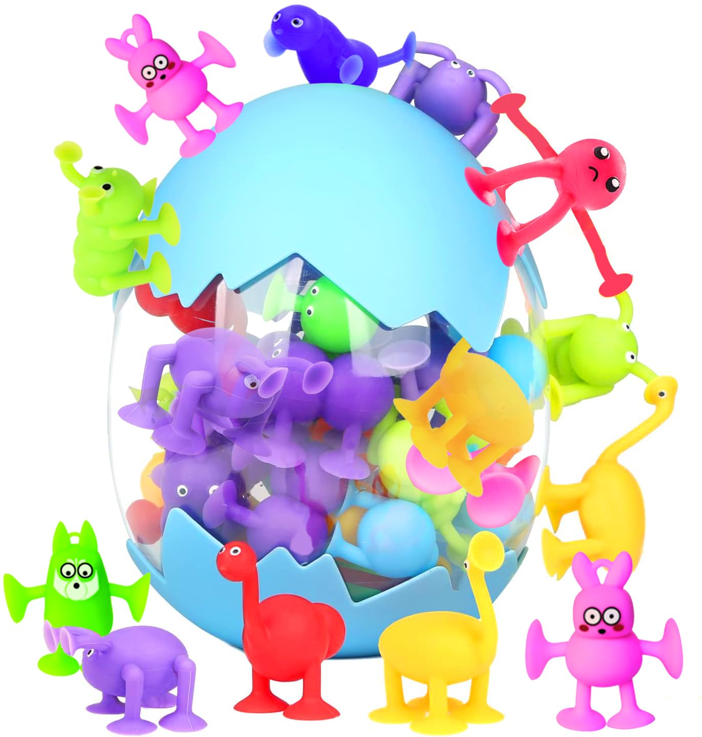 CreateView Toddler Suction Cup Bath Toys — 40-Pack Animals for Ages 1-8