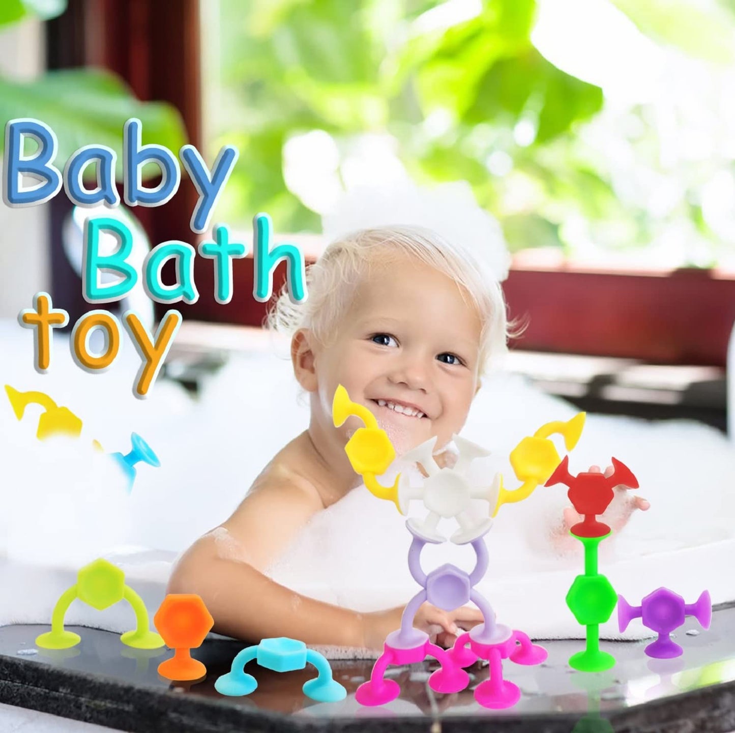 CreateView Suction Cup Bath Toys – 48pc Travel Family Game for Kids 3-8