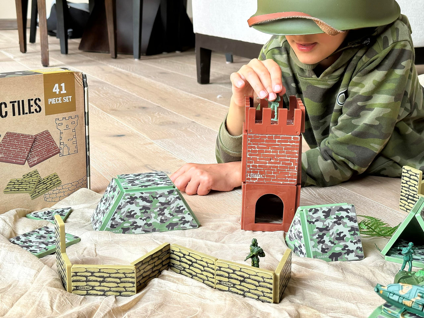 Creatiles Military Battle Base Magnetic Tiles – Army War STEM Toy