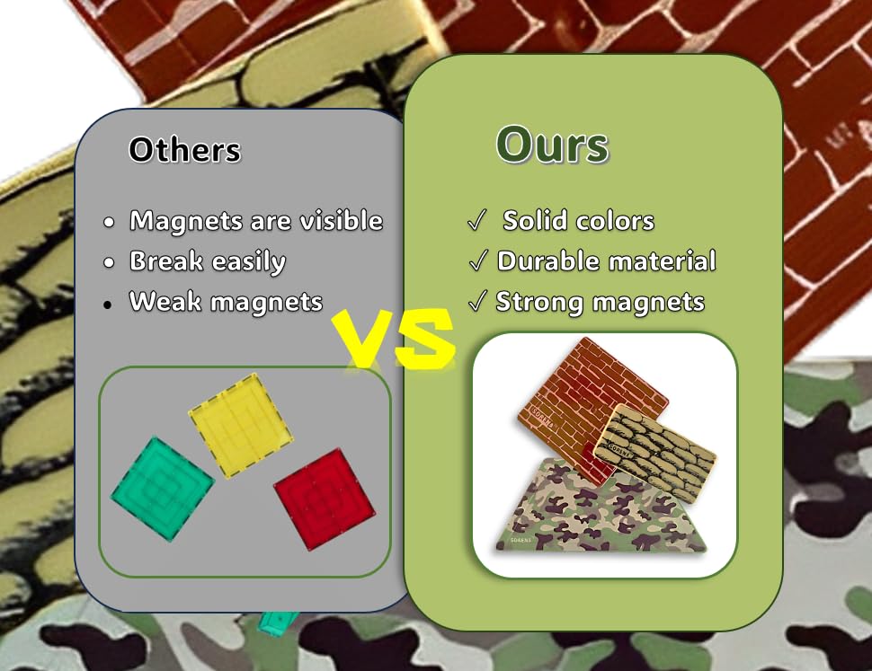 Creatiles Military Battle Base Magnetic Tiles – Army War STEM Toy