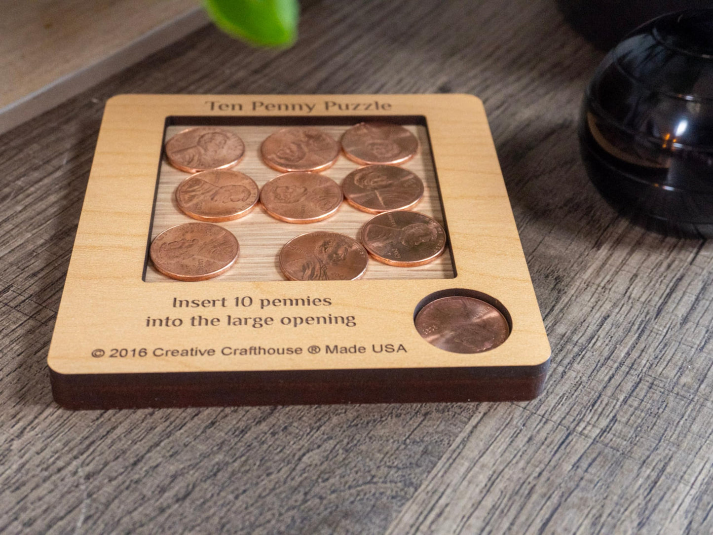 10 Penny Puzzle - Wood Brain Teaser | USA Handcrafted Desk Toy by Creative Crafthouse