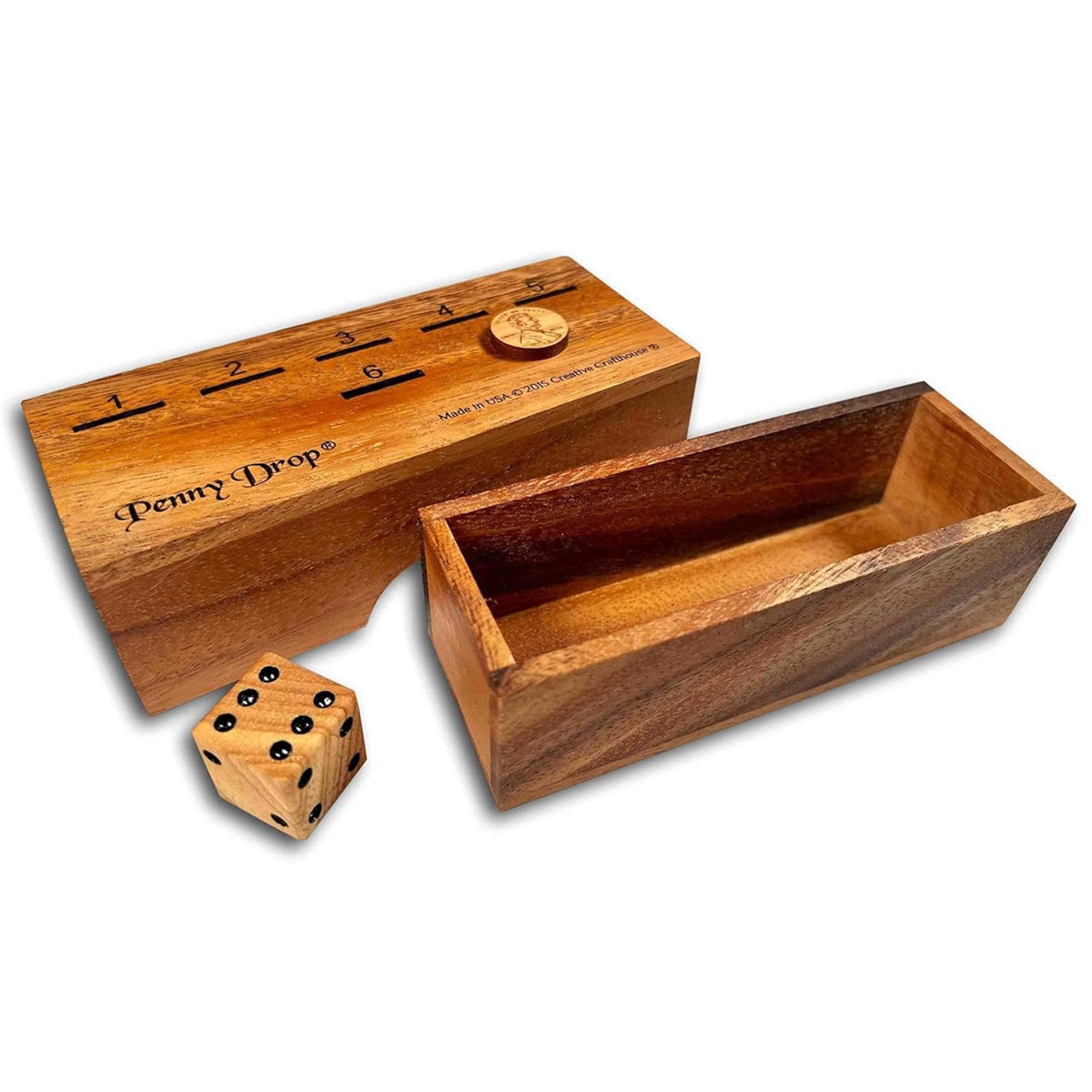 Creative Crafthouse Penny Drop Game – Travel Edition | Portable Wooden Dice Game, Made in USA