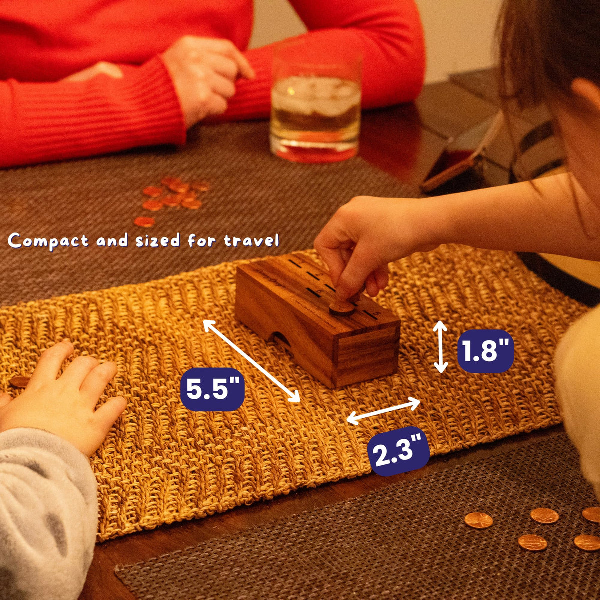 Creative Crafthouse Penny Drop Game – Travel Edition | Portable Wooden Dice Game, Made in USA