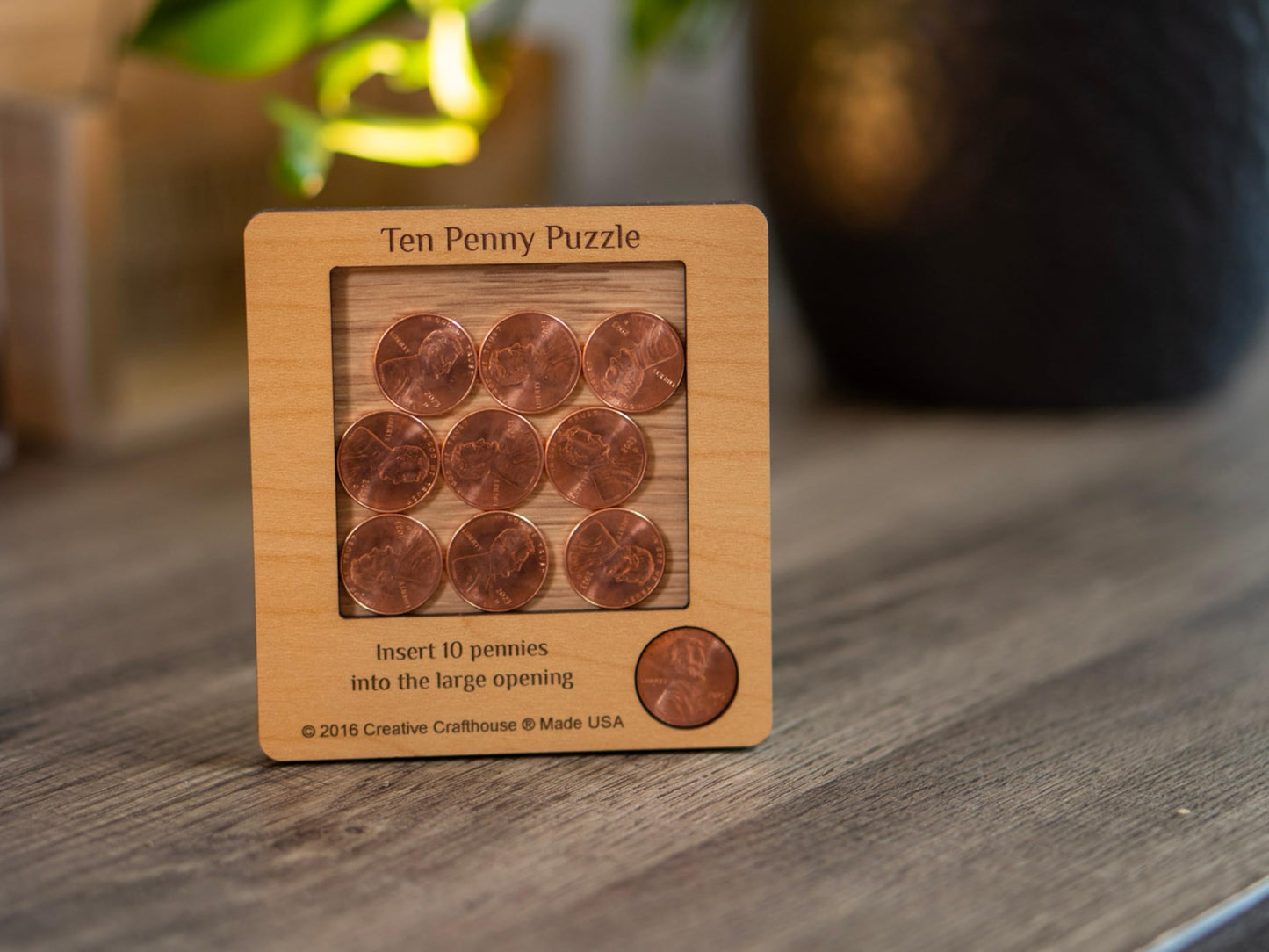 10 Penny Puzzle - Wood Brain Teaser | USA Handcrafted Desk Toy by Creative Crafthouse