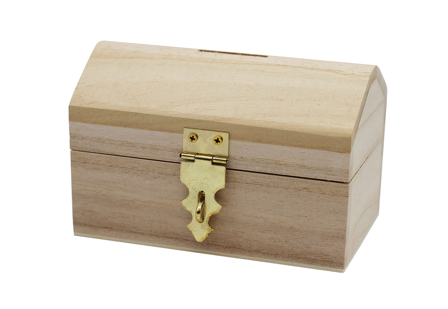 Creative Hobbies Pack of 6 Ready-to-Decorate Wood Treasure Chest Savings Banks – DIY Craft