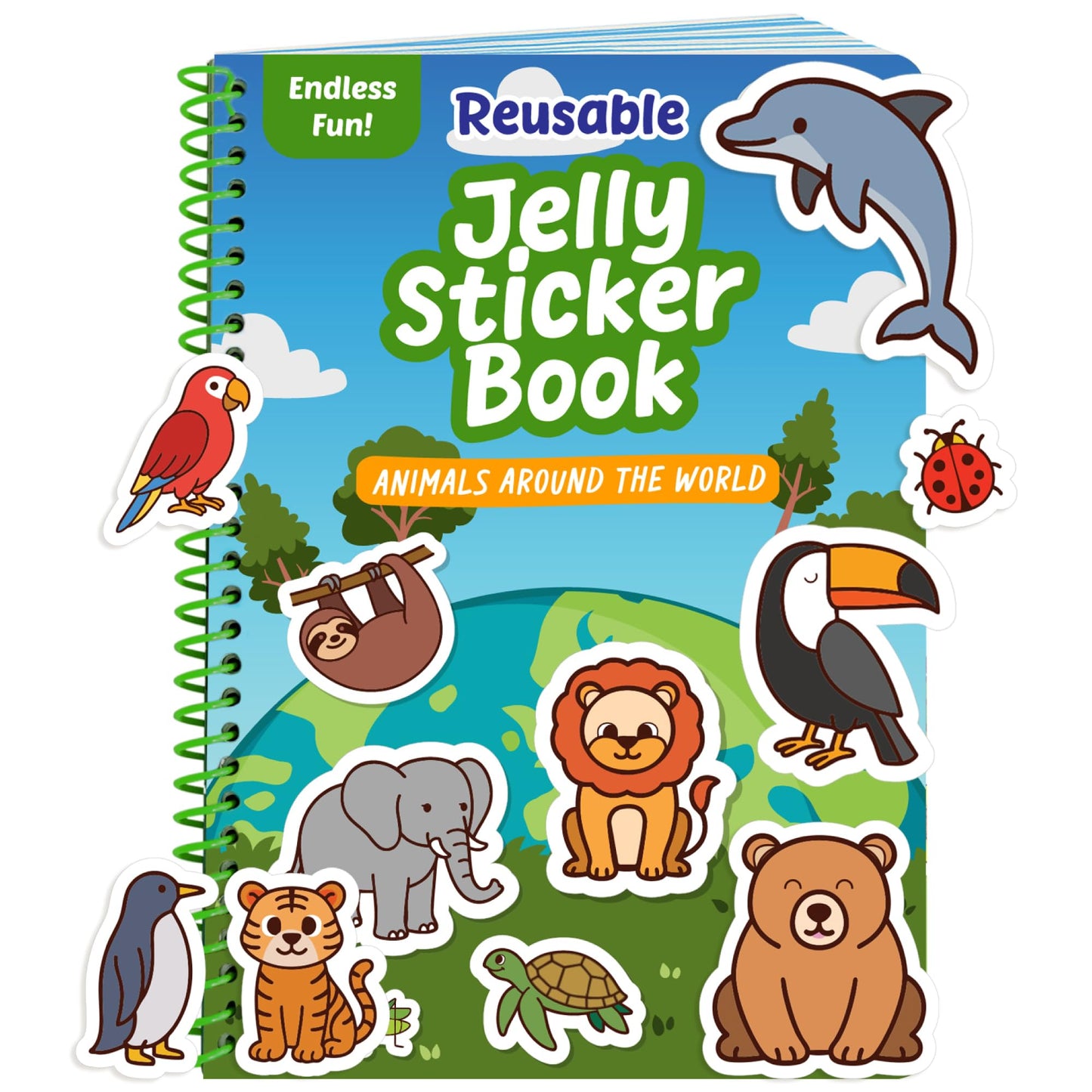 Creative Kiddos Reusable Sticker Book - Animals (50 Jelly Stickers) Travel Toy for Toddlers 3-5