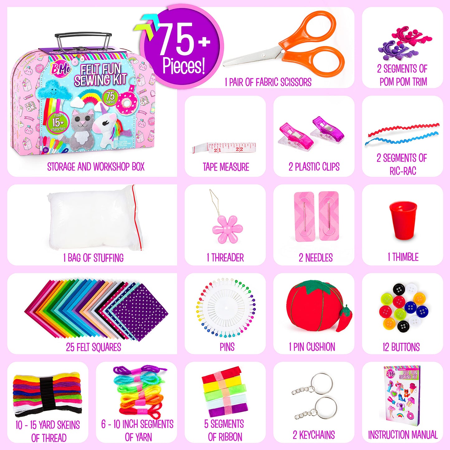 Creative Kids Felt Sewing Kit – Learn to Sew 15+ Characters for Ages 8+