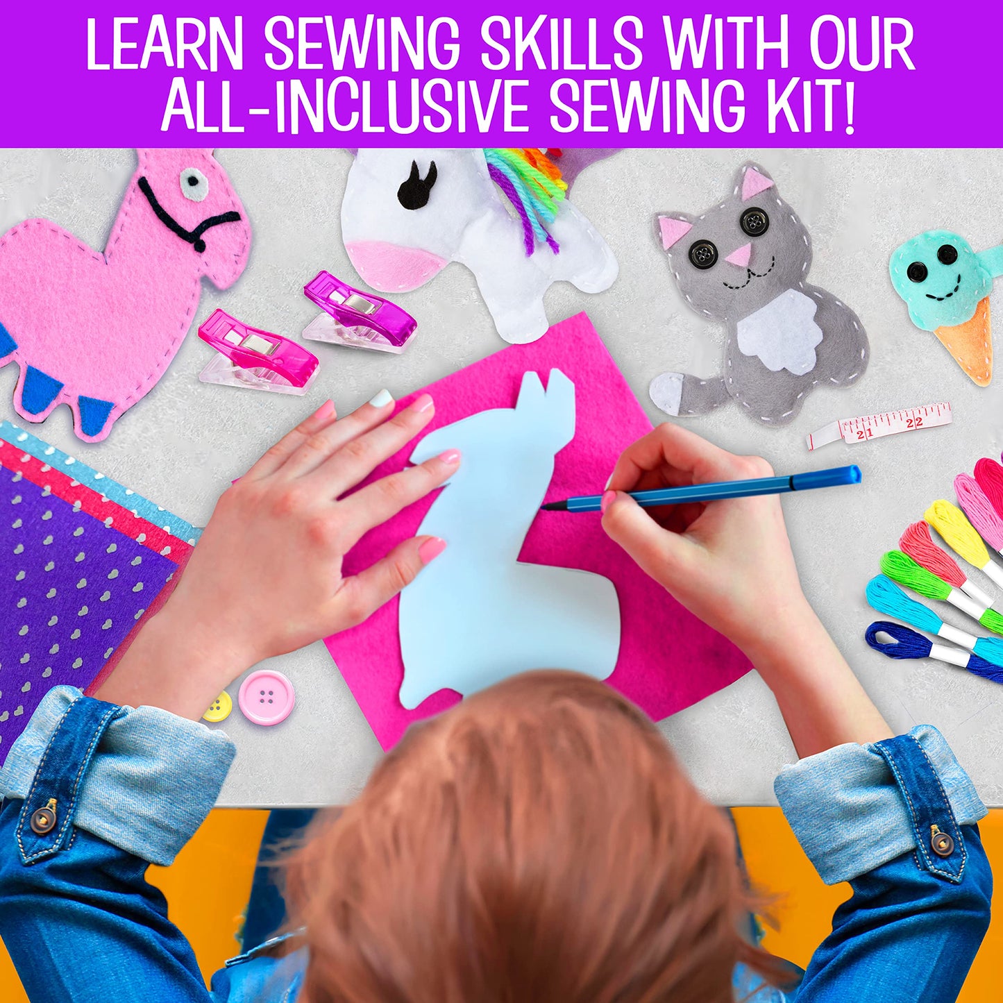 Creative Kids Felt Sewing Kit – Learn to Sew 15+ Characters for Ages 8+