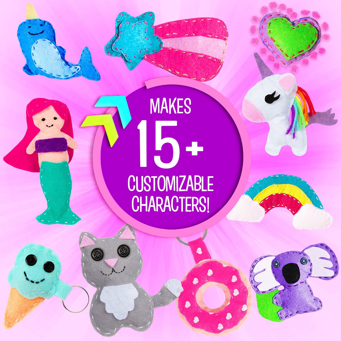 Creative Kids Felt Sewing Kit – Learn to Sew 15+ Characters for Ages 8+
