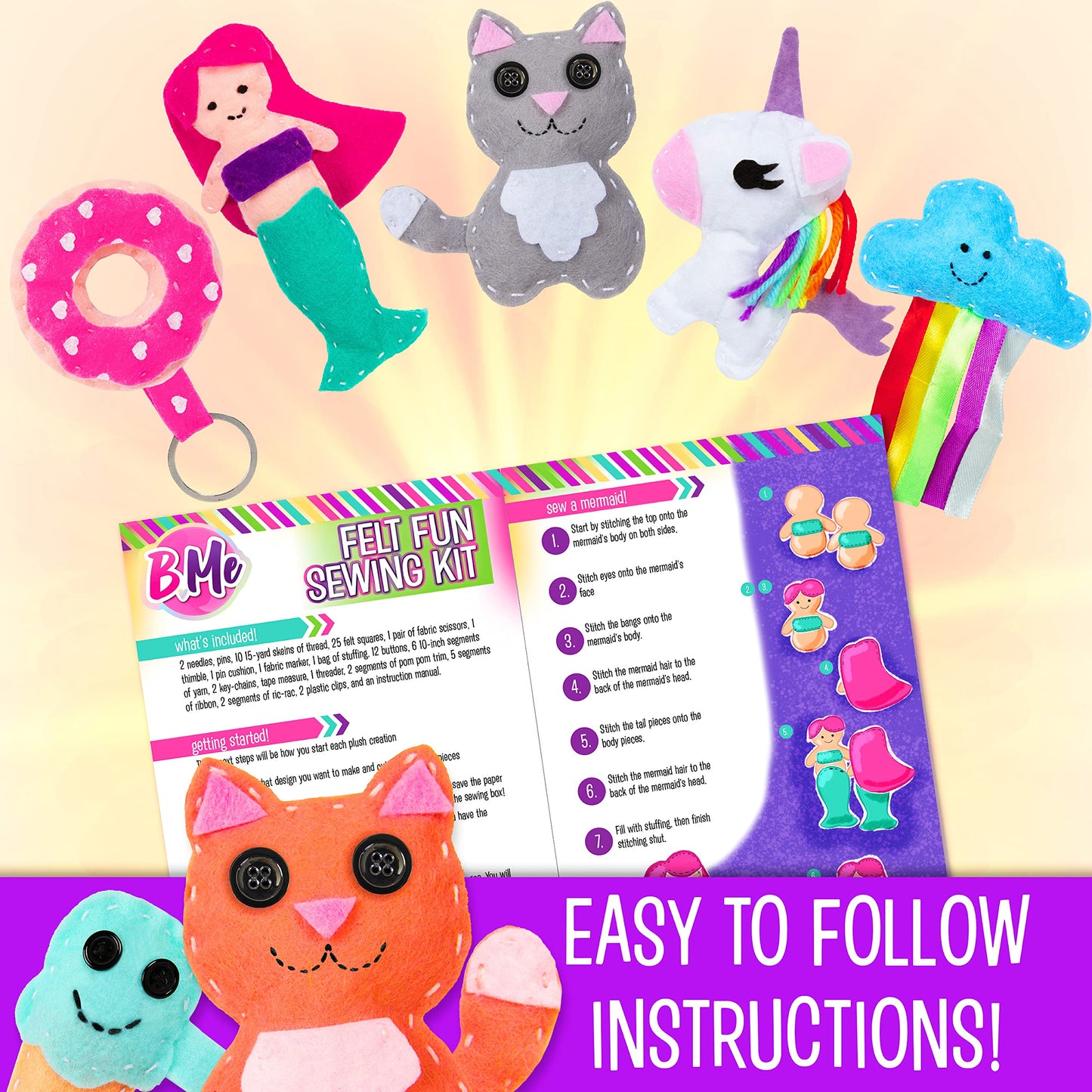 Creative Kids Felt Sewing Kit – Learn to Sew 15+ Characters for Ages 8+