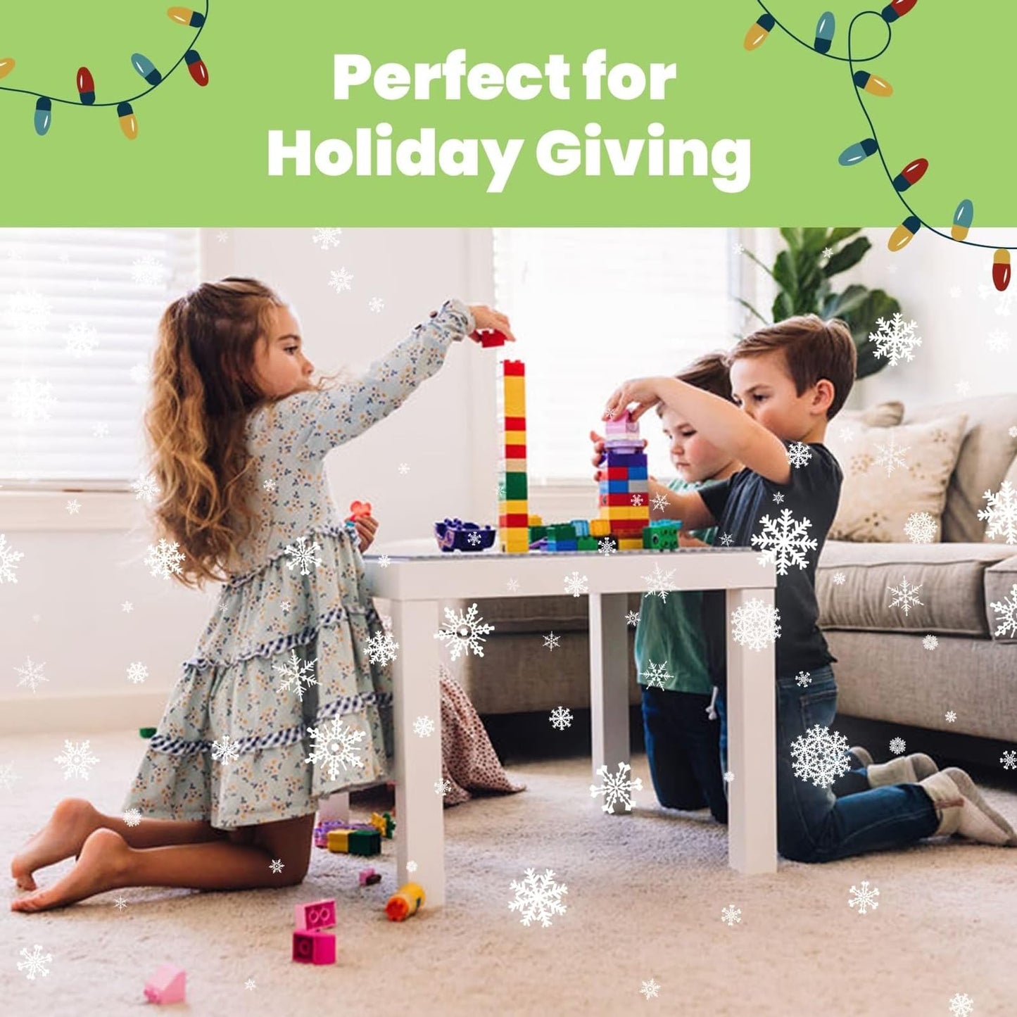 Creative QT Build-on-Wall Peel-and-Stick Baseplates, Green 10x10, 4-Pack | Compatible with LEGO & Major Brands